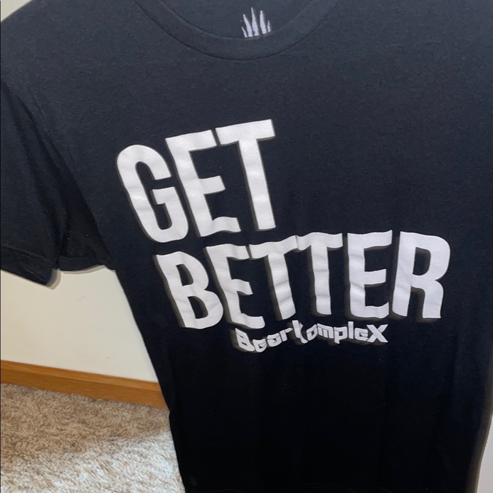 Black Short Sleeve Workout Tees with Bold Text Design